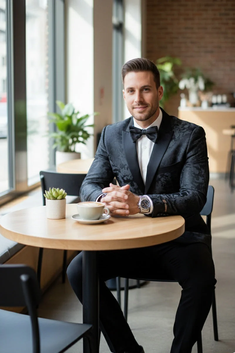 "Amsterdam" Black Tuxedo Jacket - Image 10