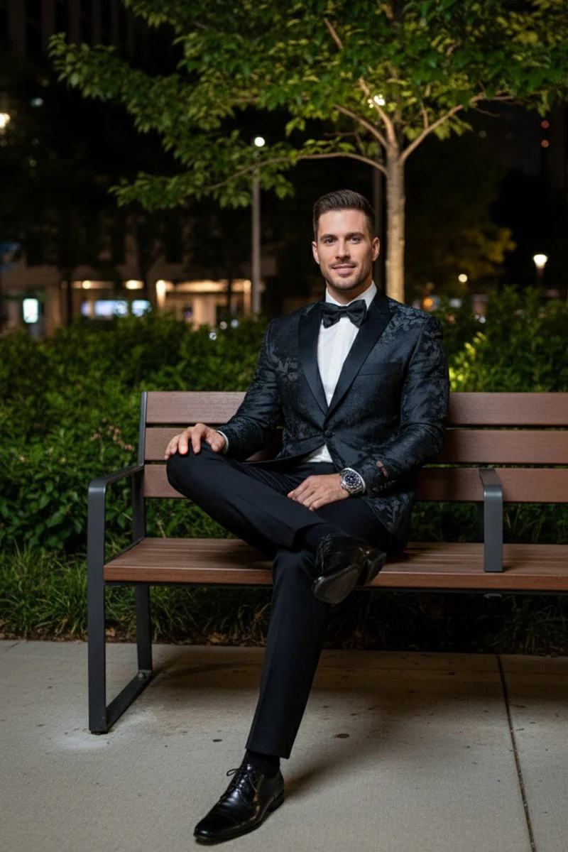 "Amsterdam" Black Tuxedo Jacket - Image 11