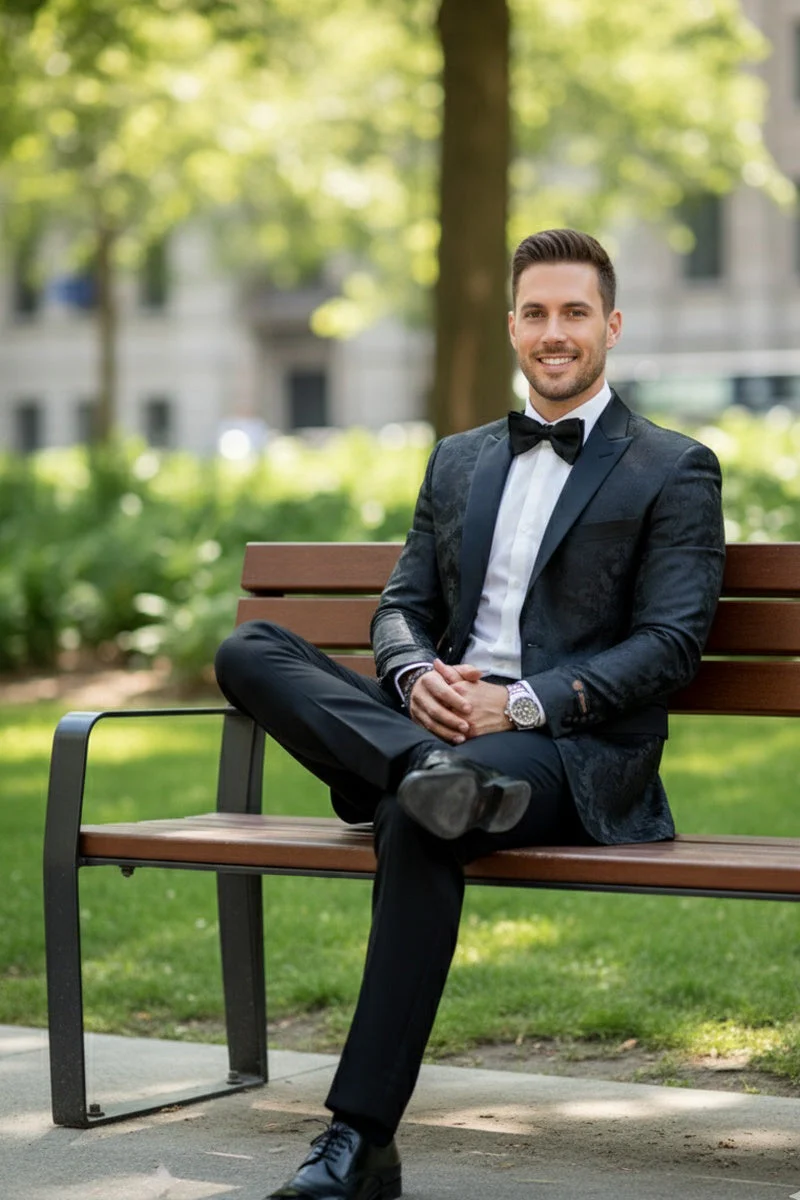 "Amsterdam" Black Tuxedo Jacket - Image 12