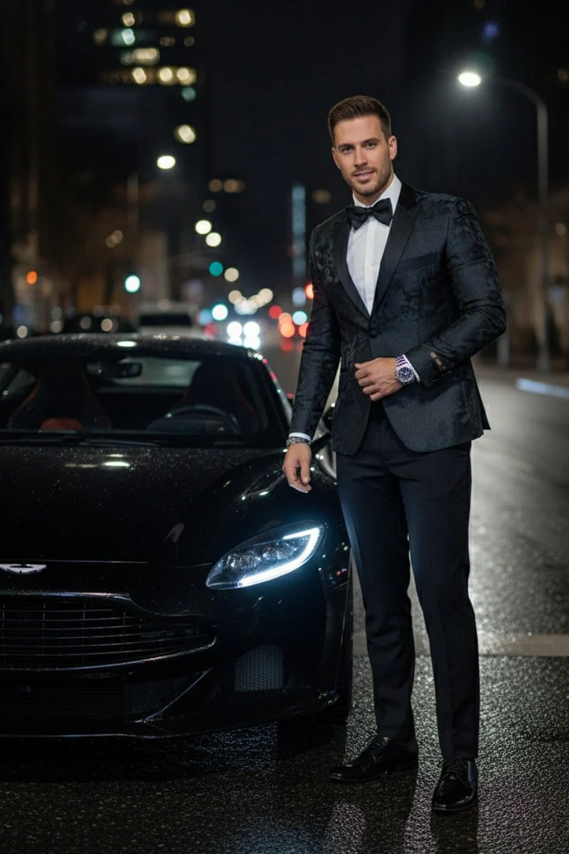 "Amsterdam" Black Tuxedo Jacket - Image 13