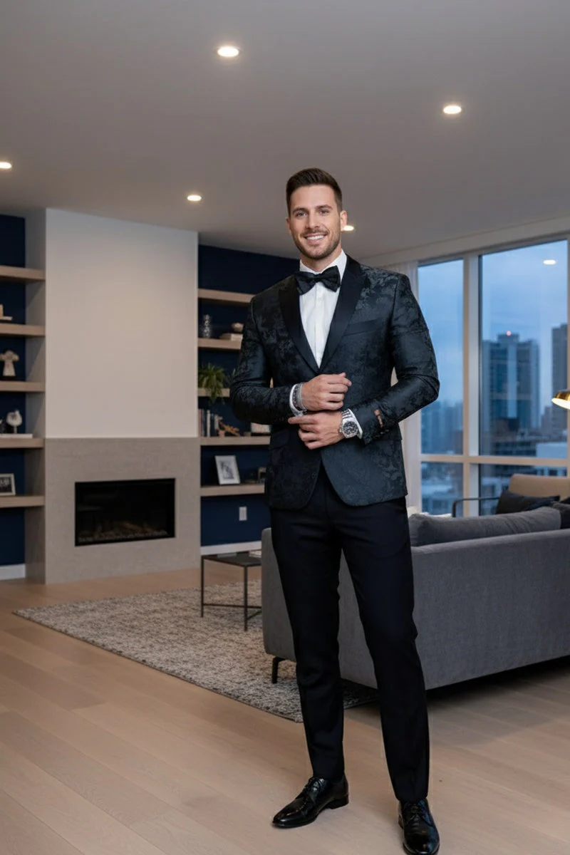 "Amsterdam" Black Tuxedo Jacket - Image 8