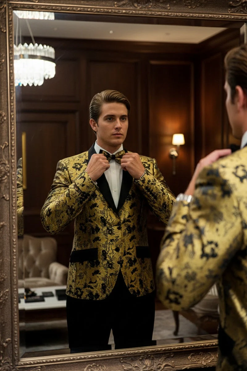 "Amsterdam" Gold Tuxedo Jacket - Image 10