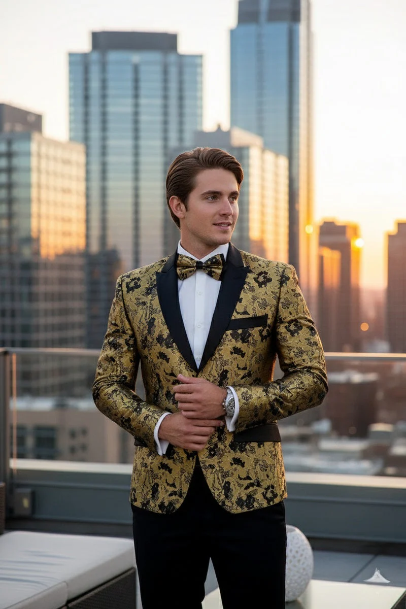 "Amsterdam" Gold Tuxedo Jacket - Image 3