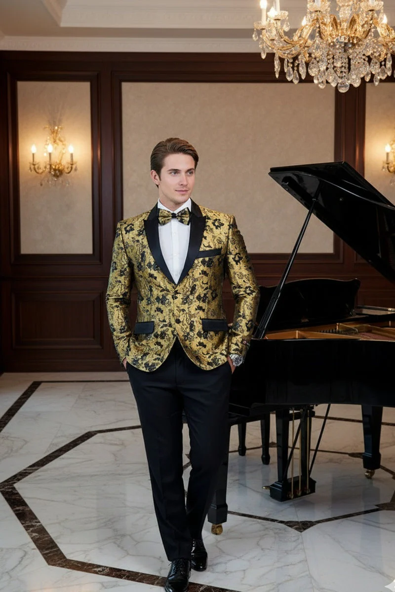 "Amsterdam" Gold Tuxedo Jacket - Image 5