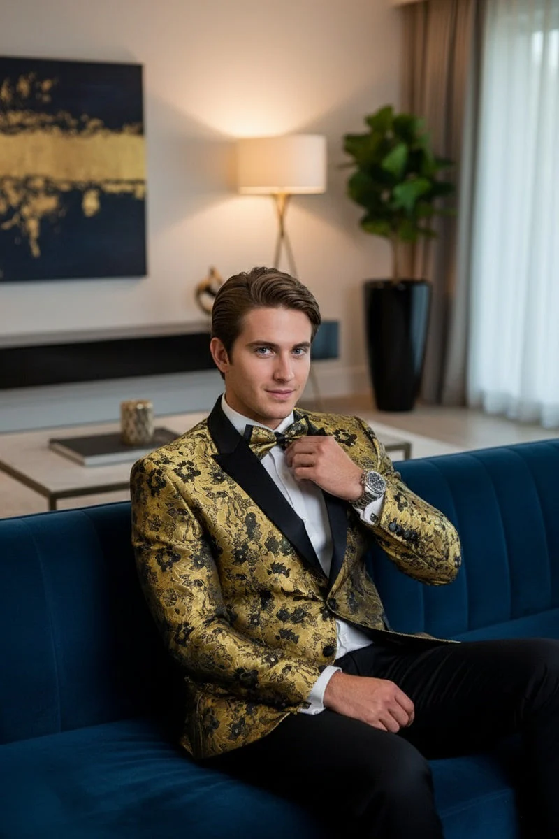 "Amsterdam" Gold Tuxedo Jacket - Image 7