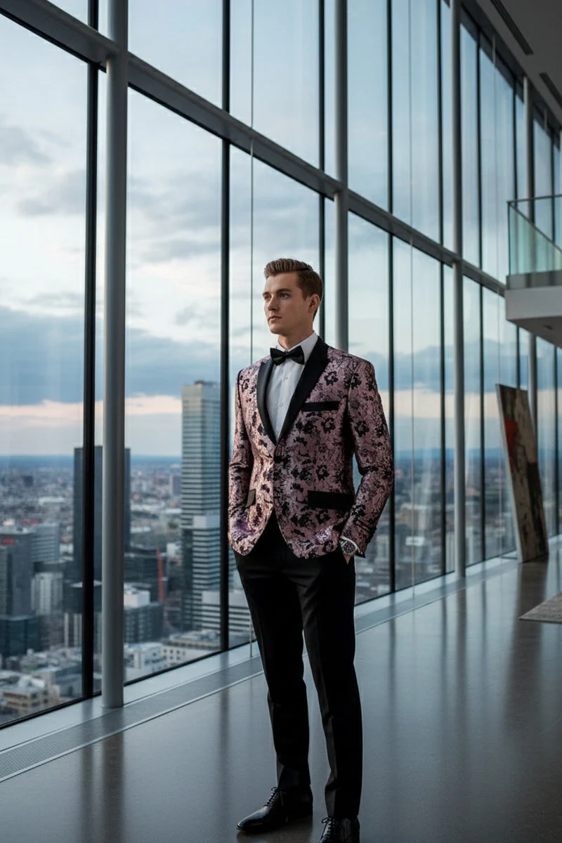 "Amsterdam" Pink Tuxedo Jacket - Image 9