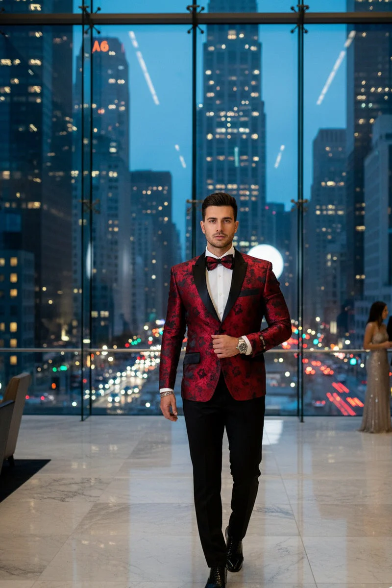 "Amsterdam" Red Tuxedo Jacket - Image 11