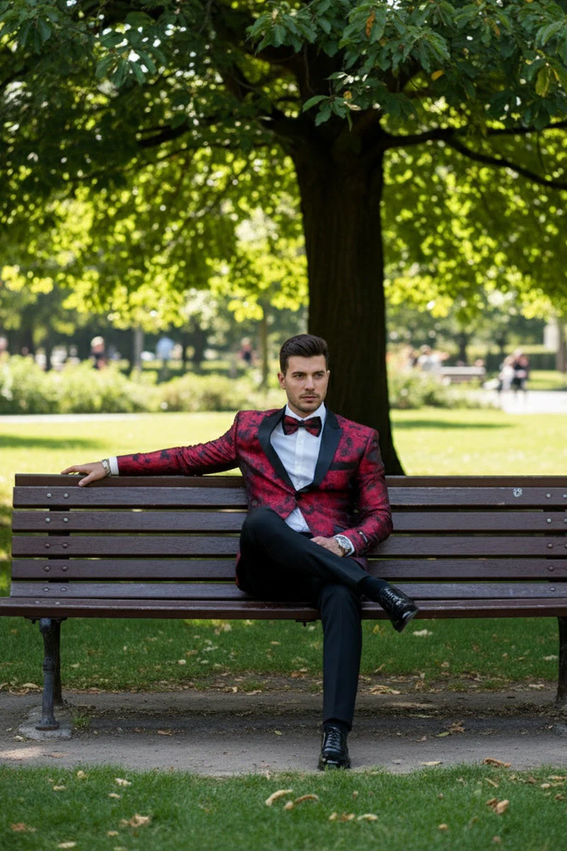 "Amsterdam" Red Tuxedo Jacket - Image 7