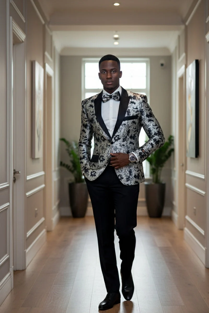 "Amsterdam" Silver Tuxedo Jacket - Image 10
