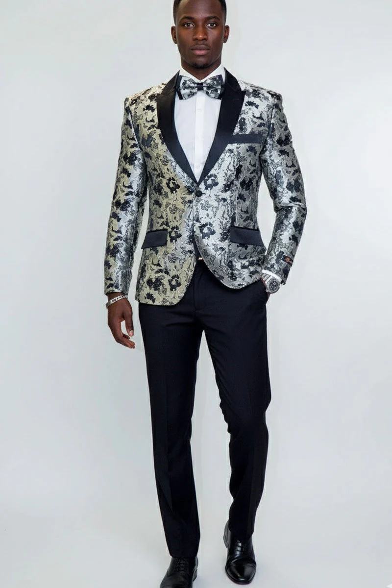 "Amsterdam" Silver Tuxedo Jacket - Image 3
