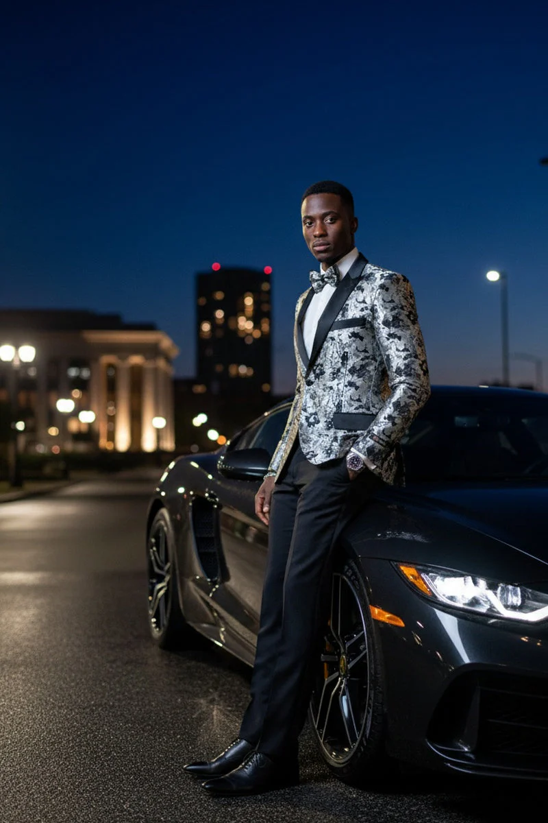 "Amsterdam" Silver Tuxedo Jacket - Image 4