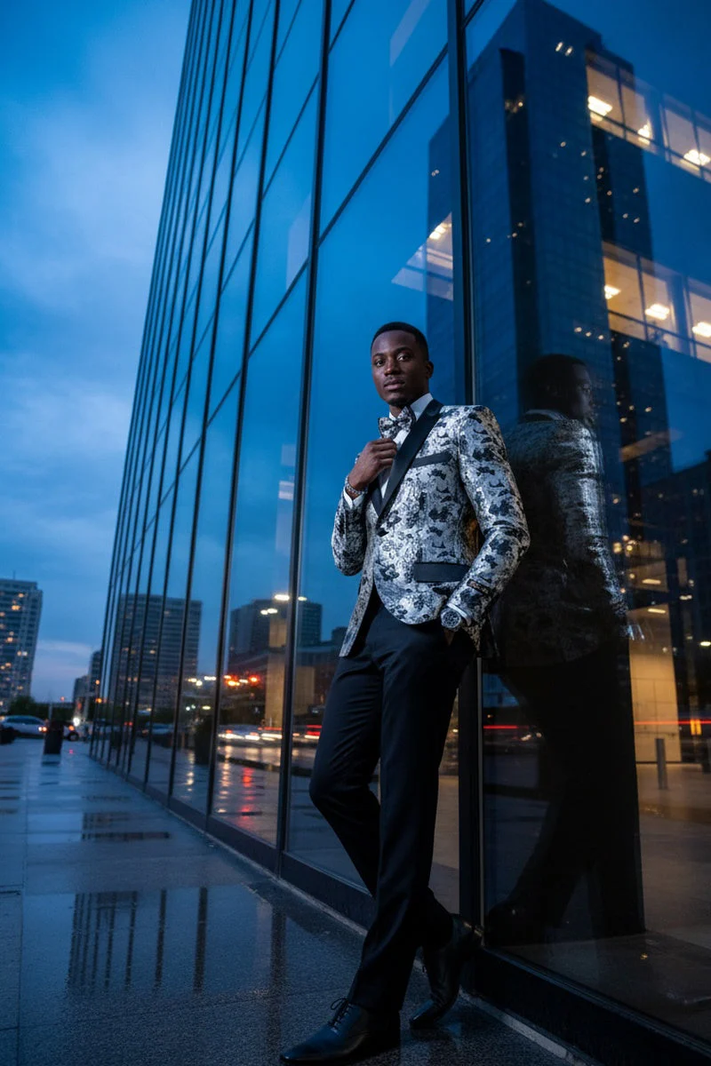 "Amsterdam" Silver Tuxedo Jacket - Image 9