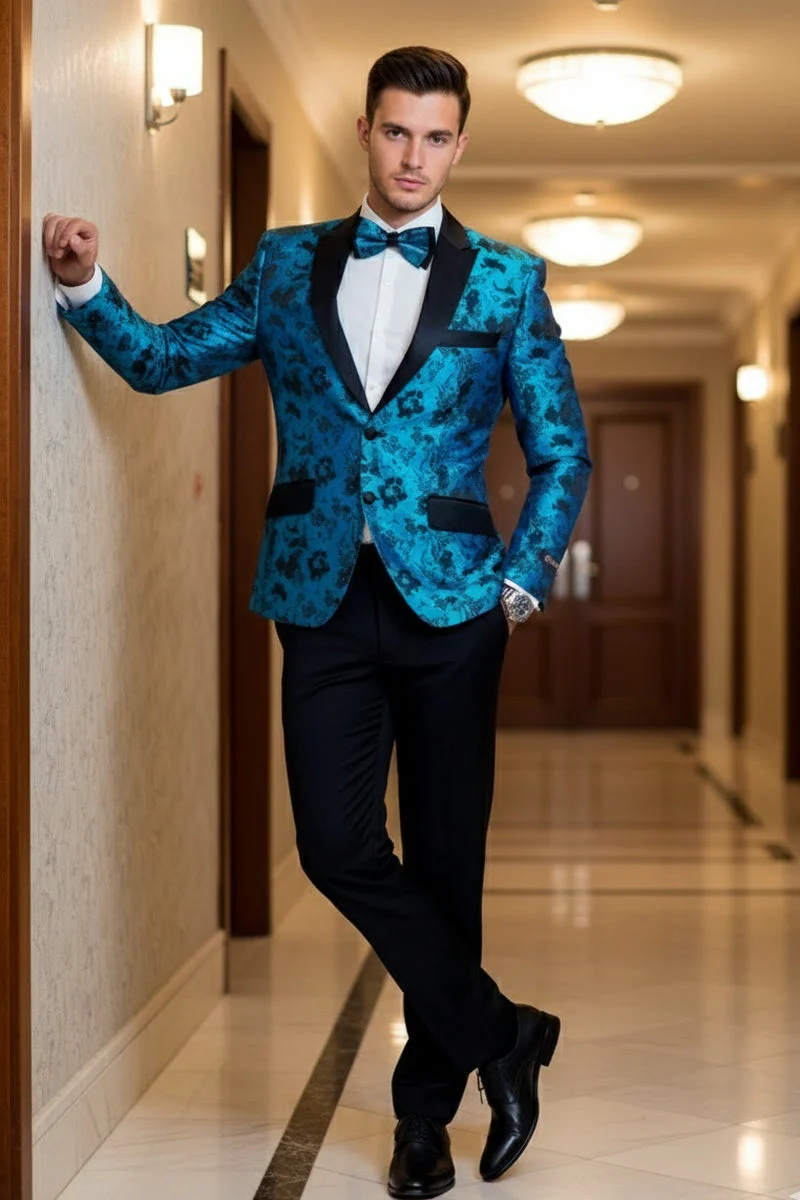 "Amsterdam" Turquoise Tuxedo Jacket - Image 10