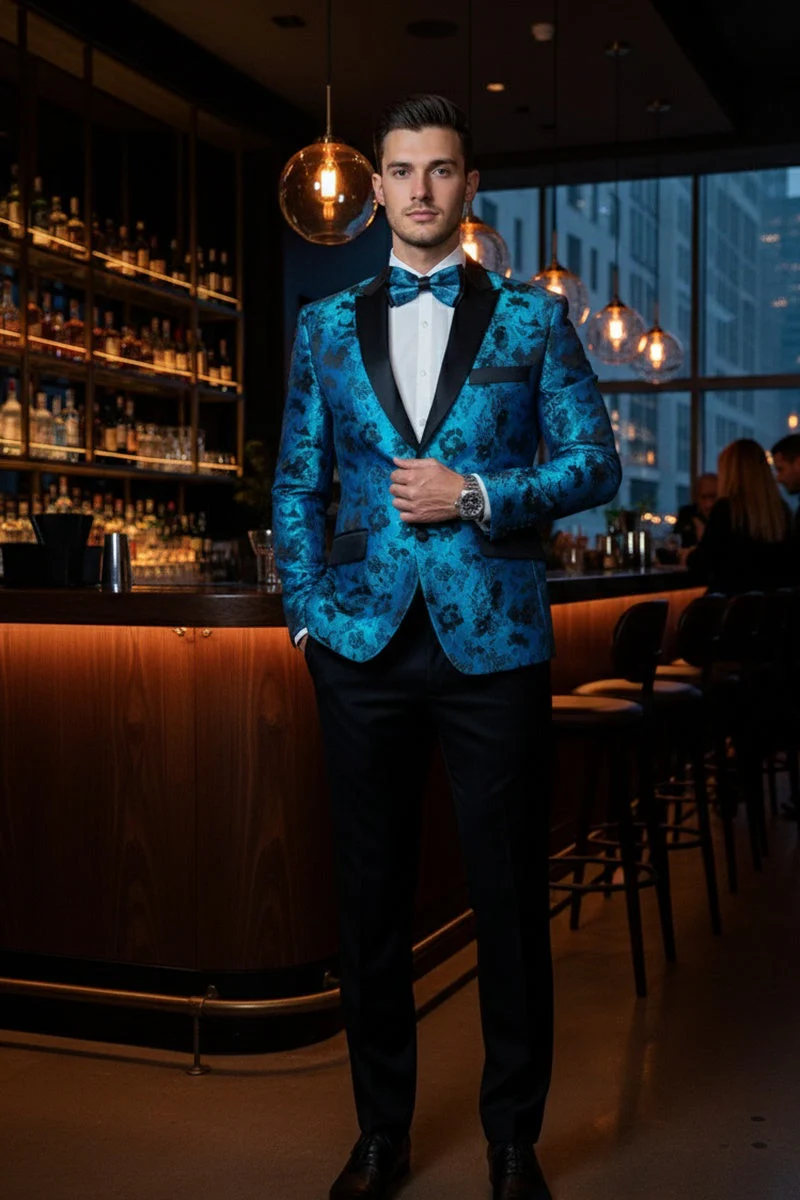 "Amsterdam" Turquoise Tuxedo Jacket - Image 11