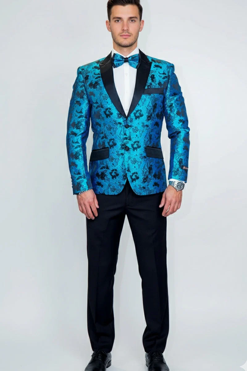 "Amsterdam" Turquoise Tuxedo Jacket - Image 3