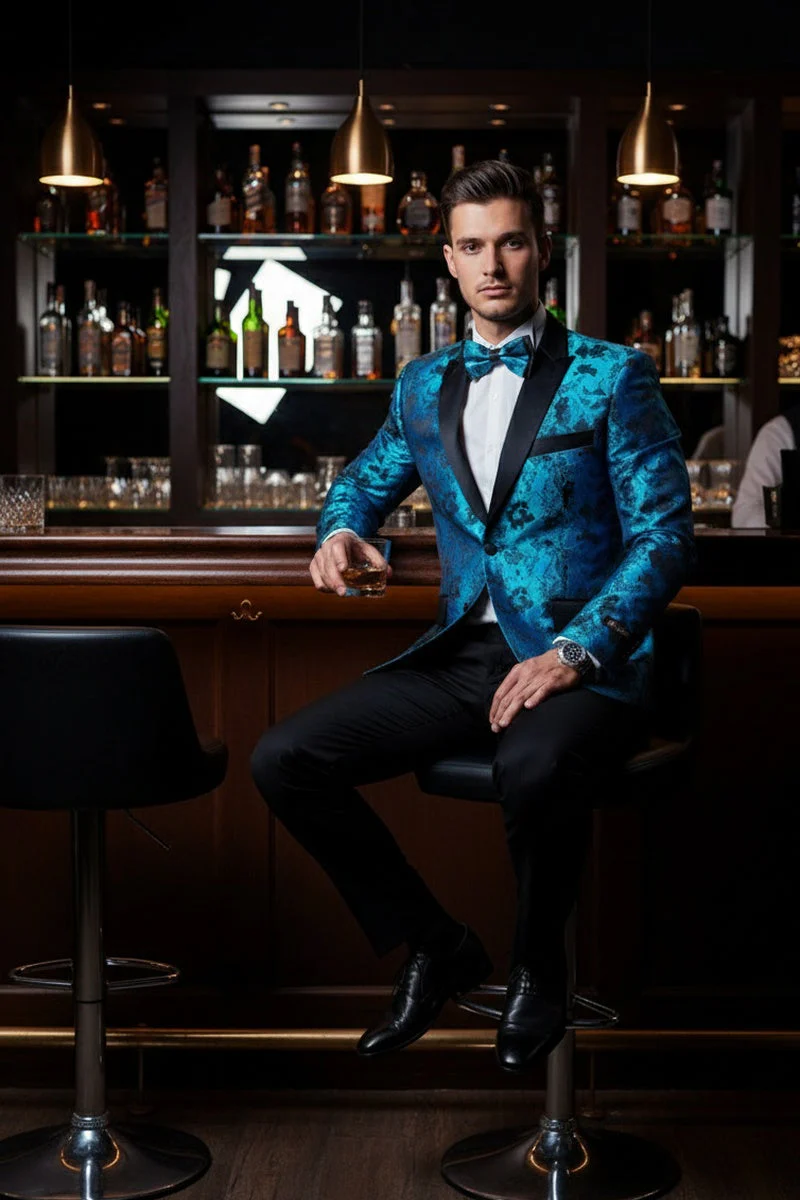"Amsterdam" Turquoise Tuxedo Jacket - Image 4