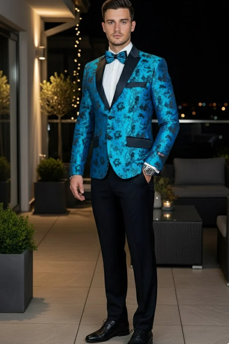 "Amsterdam" Turquoise Tuxedo Jacket - Image 5
