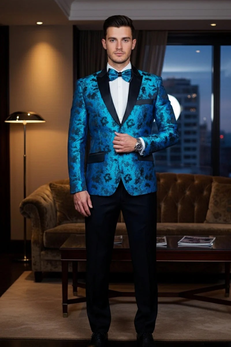 "Amsterdam" Turquoise Tuxedo Jacket - Image 6