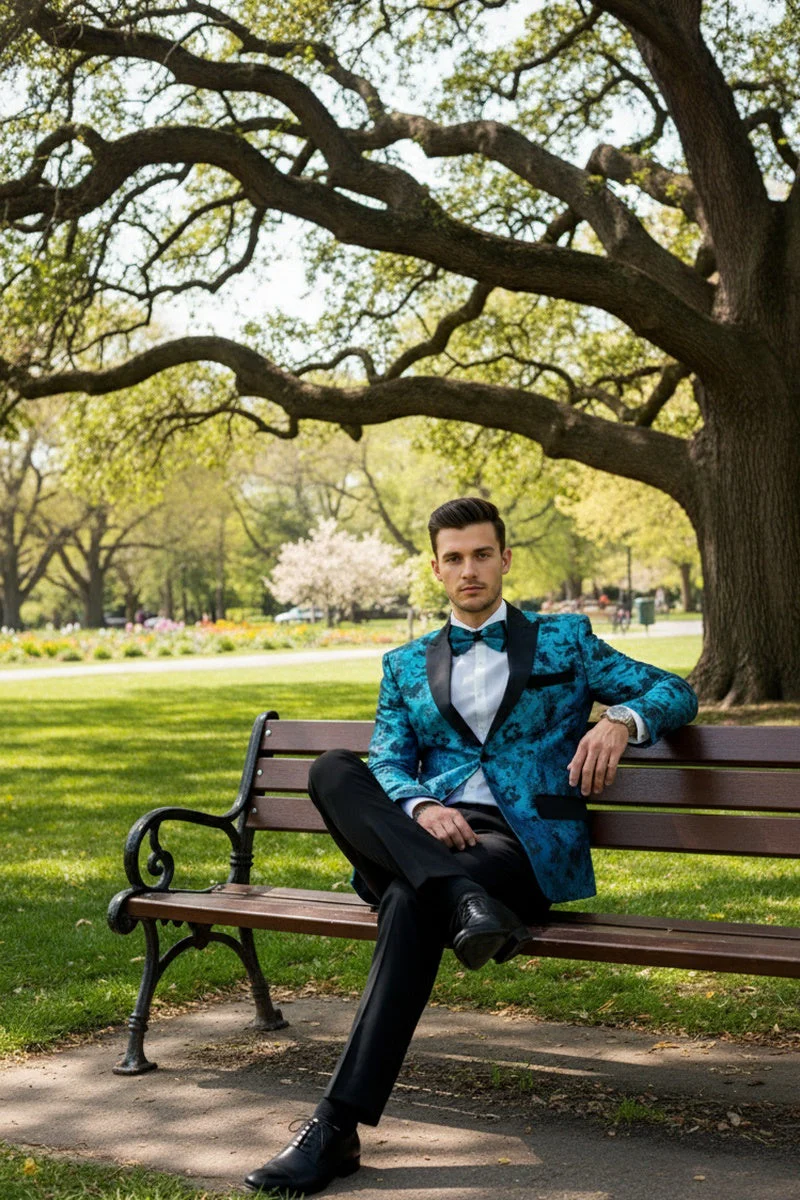 "Amsterdam" Turquoise Tuxedo Jacket - Image 7