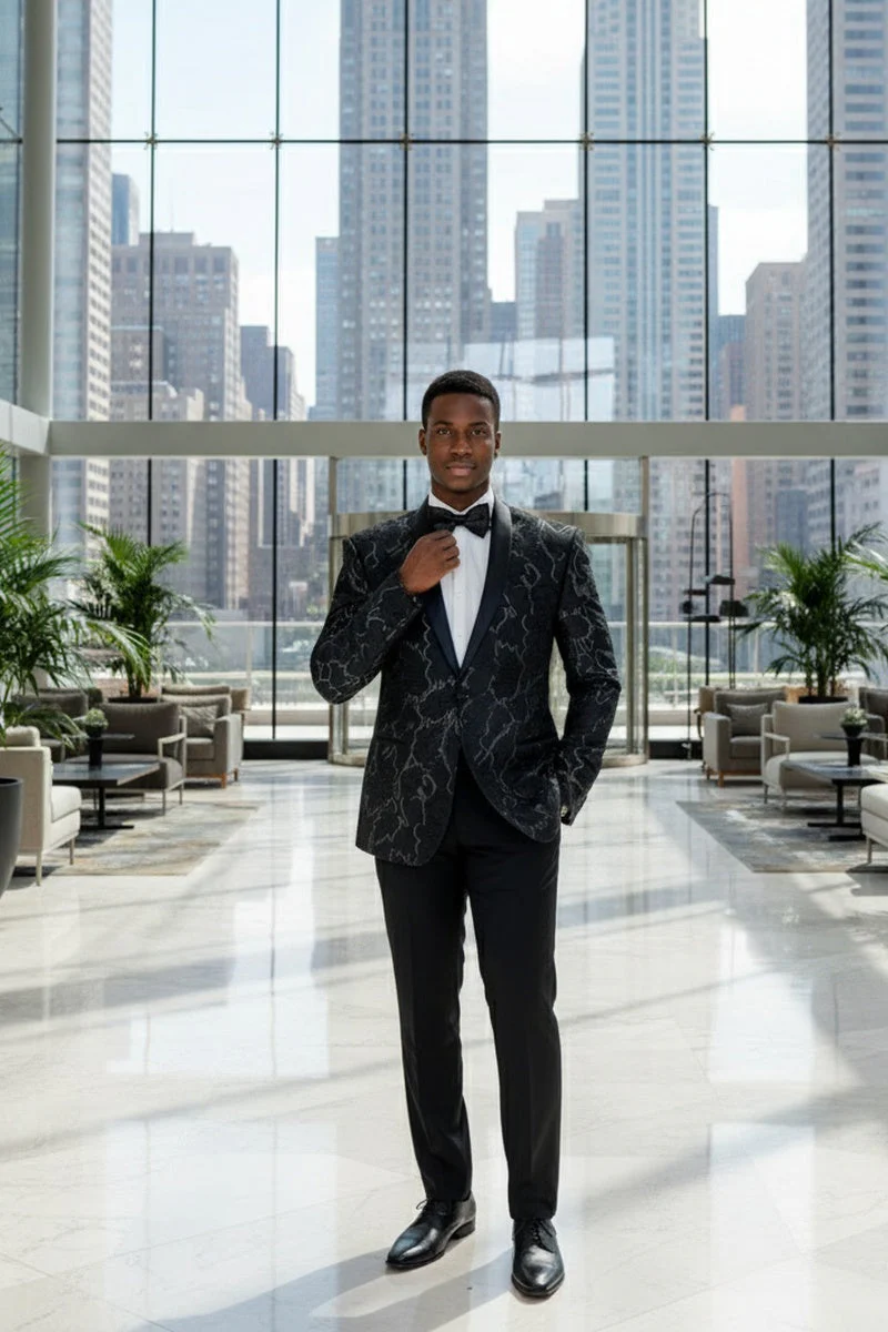 "Havana" Black Tuxedo Jacket - Image 3