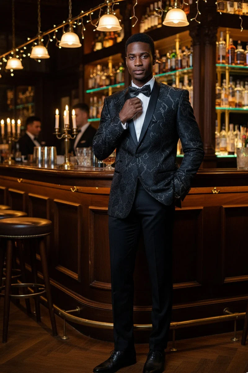 "Havana" Black Tuxedo Jacket - Image 4