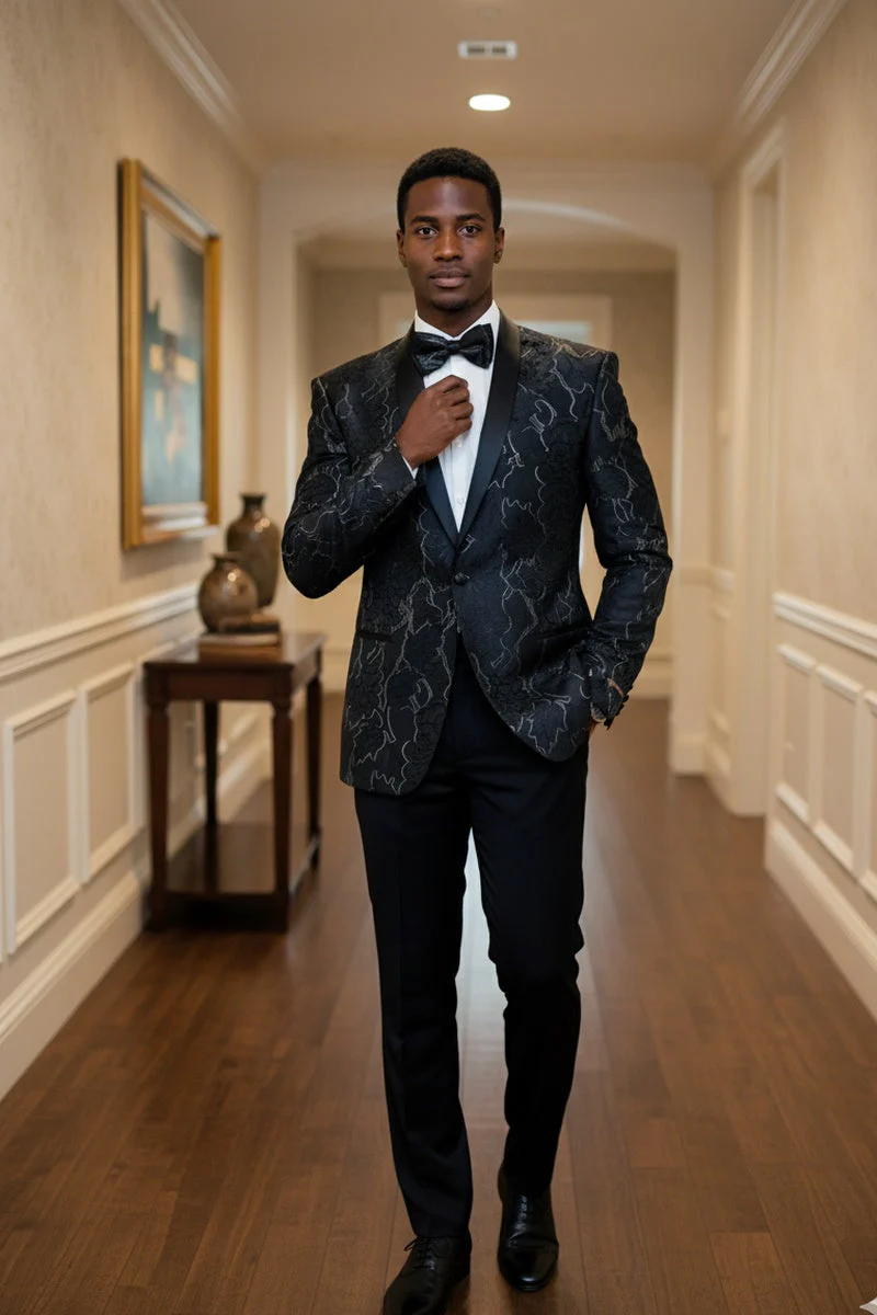 "Havana" Black Tuxedo Jacket - Image 5