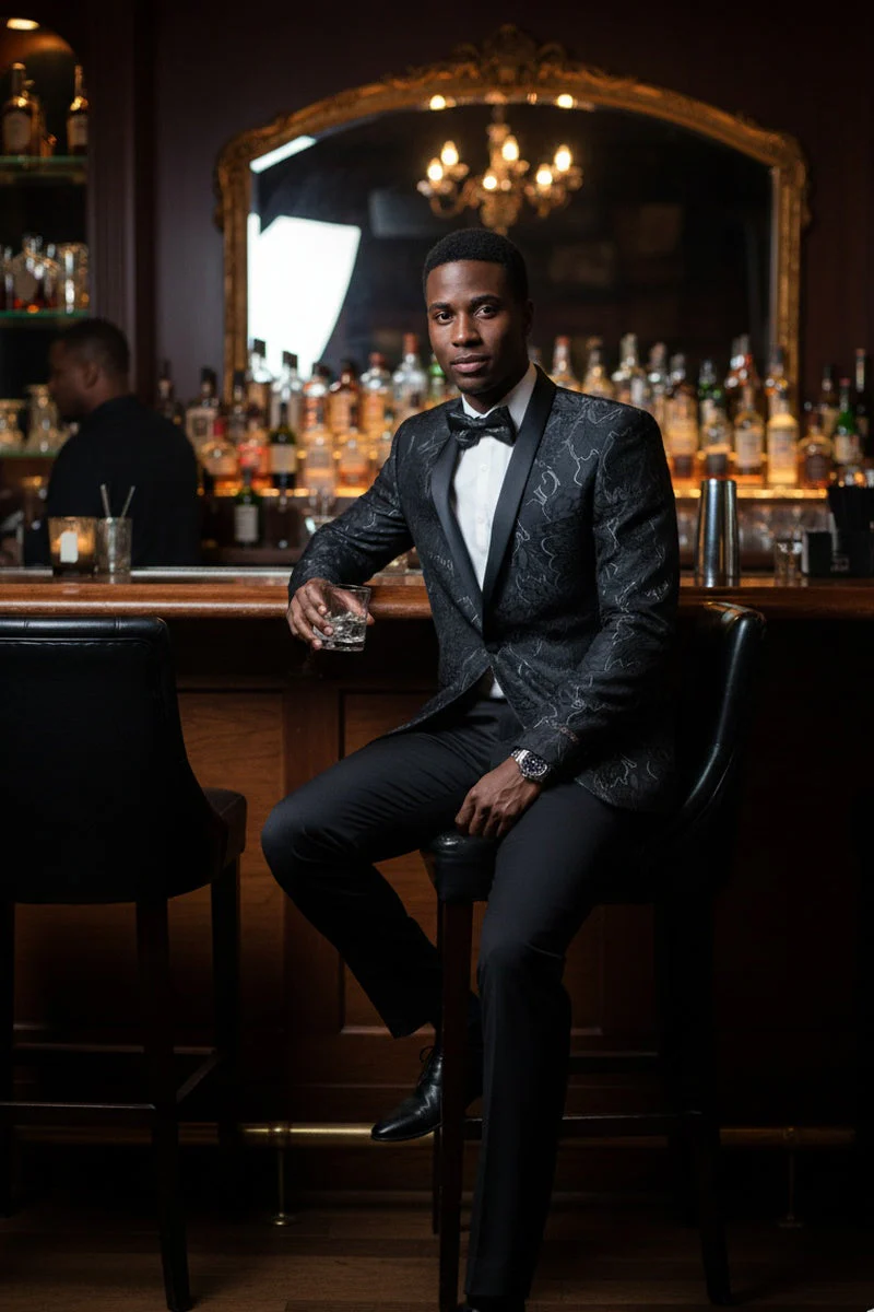 "Havana" Black Tuxedo Jacket - Image 7