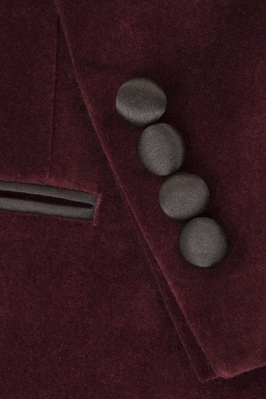 "Liam" Merlot Velvet Jacket - Image 3