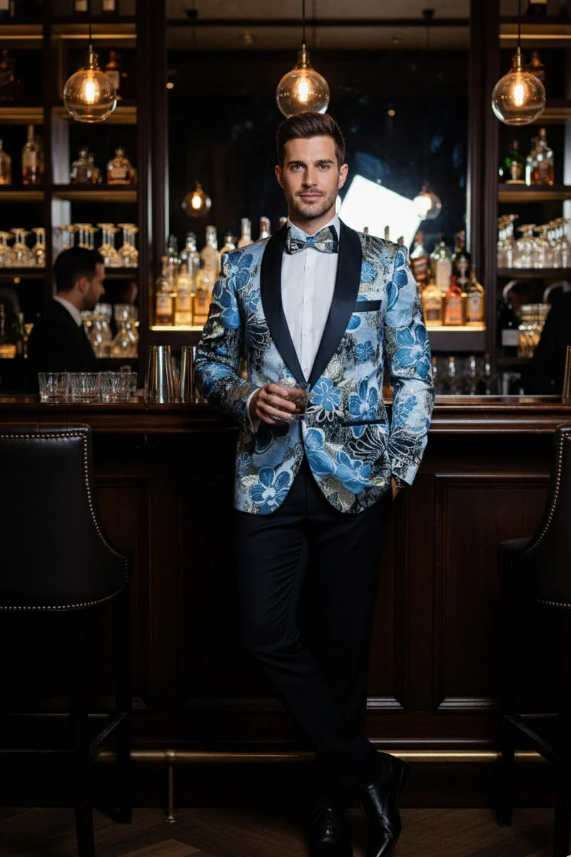 "Monte Carlo" Blue Tuxedo Jacket - Image 10