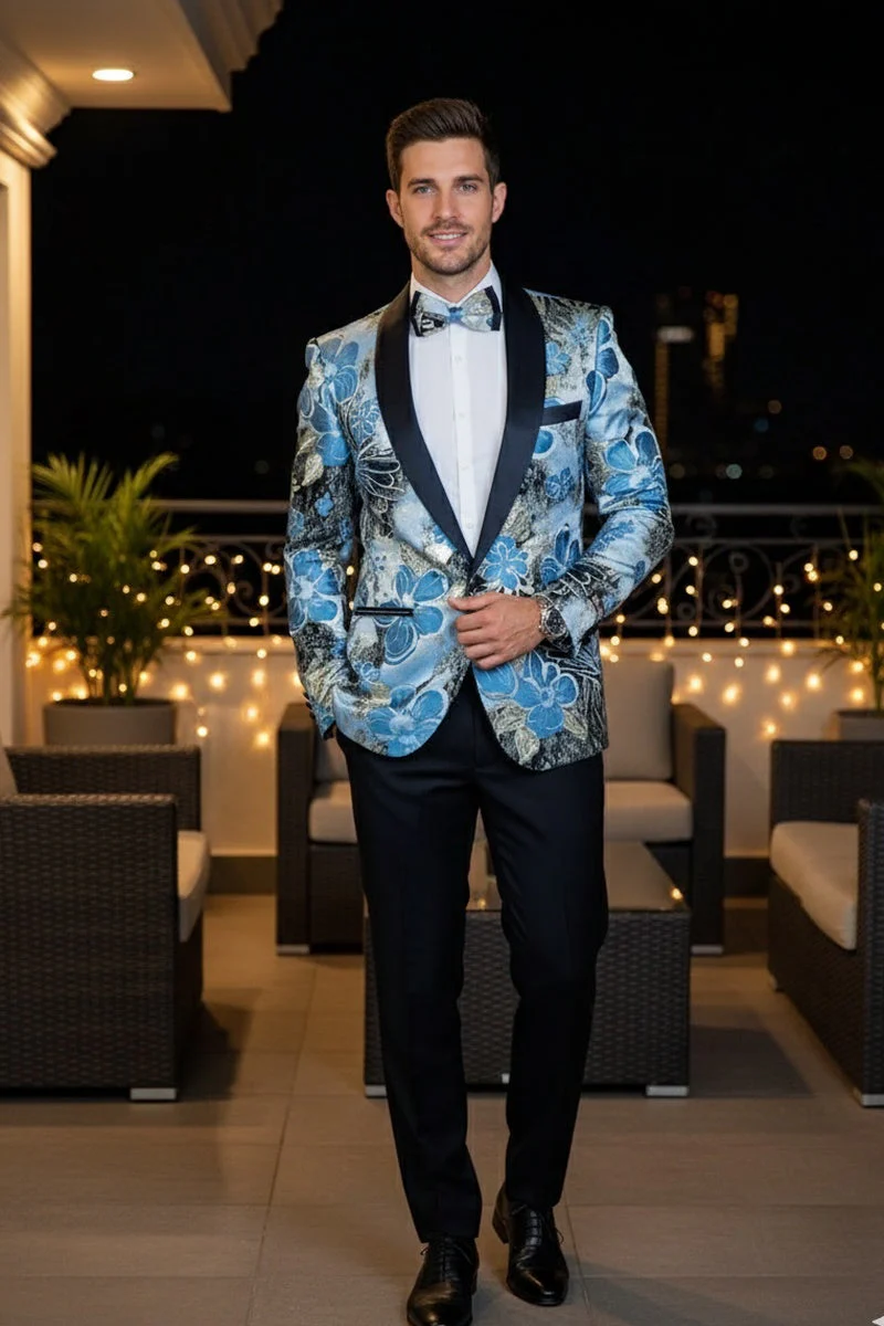 "Monte Carlo" Blue Tuxedo Jacket - Image 4