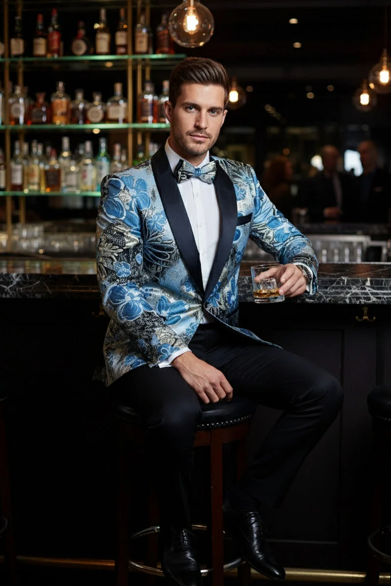 "Monte Carlo" Blue Tuxedo Jacket - Image 5