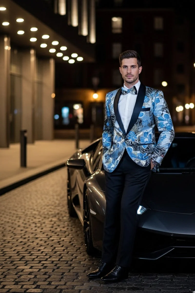"Monte Carlo" Blue Tuxedo Jacket - Image 6