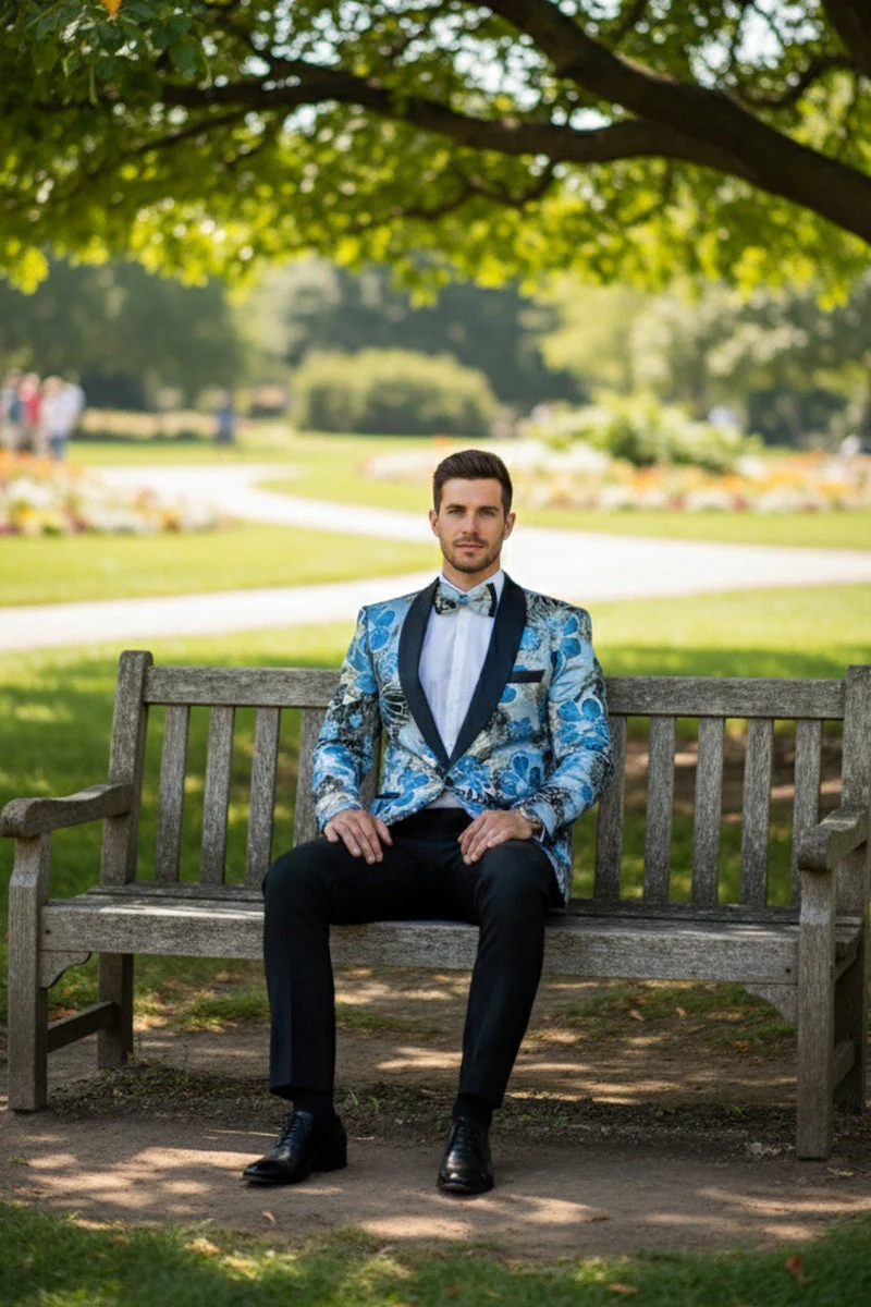"Monte Carlo" Blue Tuxedo Jacket - Image 7
