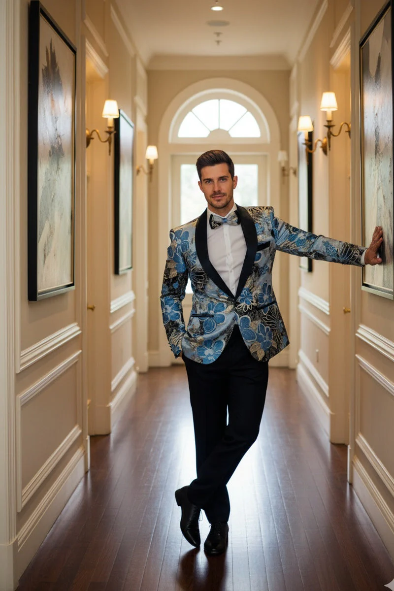 "Monte Carlo" Blue Tuxedo Jacket - Image 8