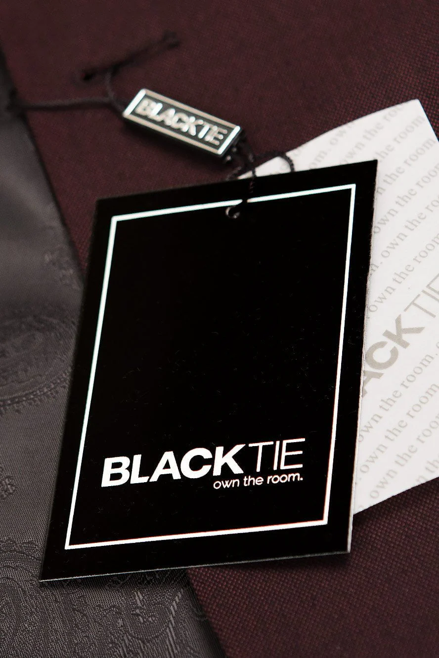 "Sebastian" Burgundy Pindot Tuxedo Jacket - Image 3