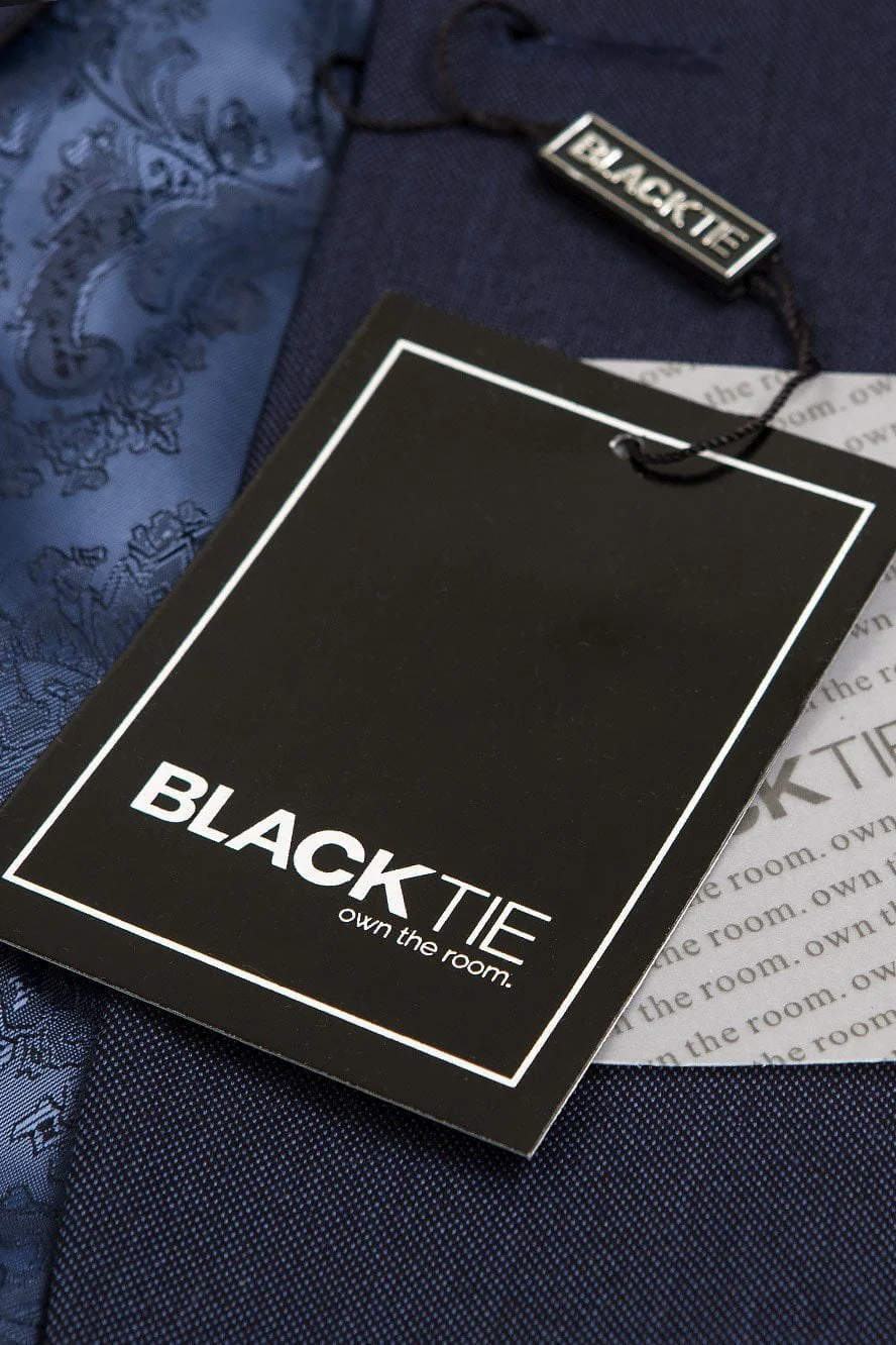 "Sebastian" Indigo Pindot Tuxedo Jacket - Image 3