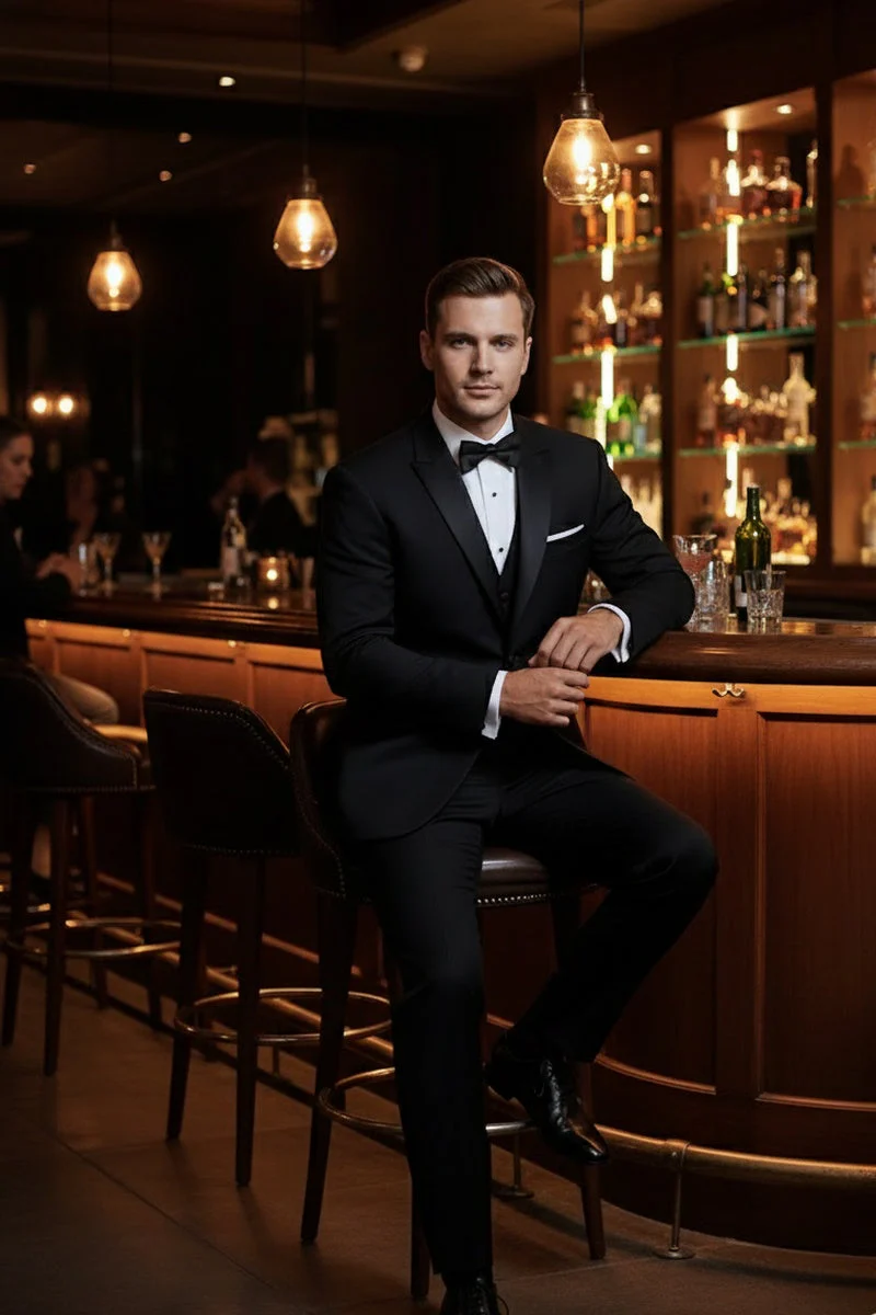 "Vermont" Black Tuxedo Jacket (Separates) - Image 15