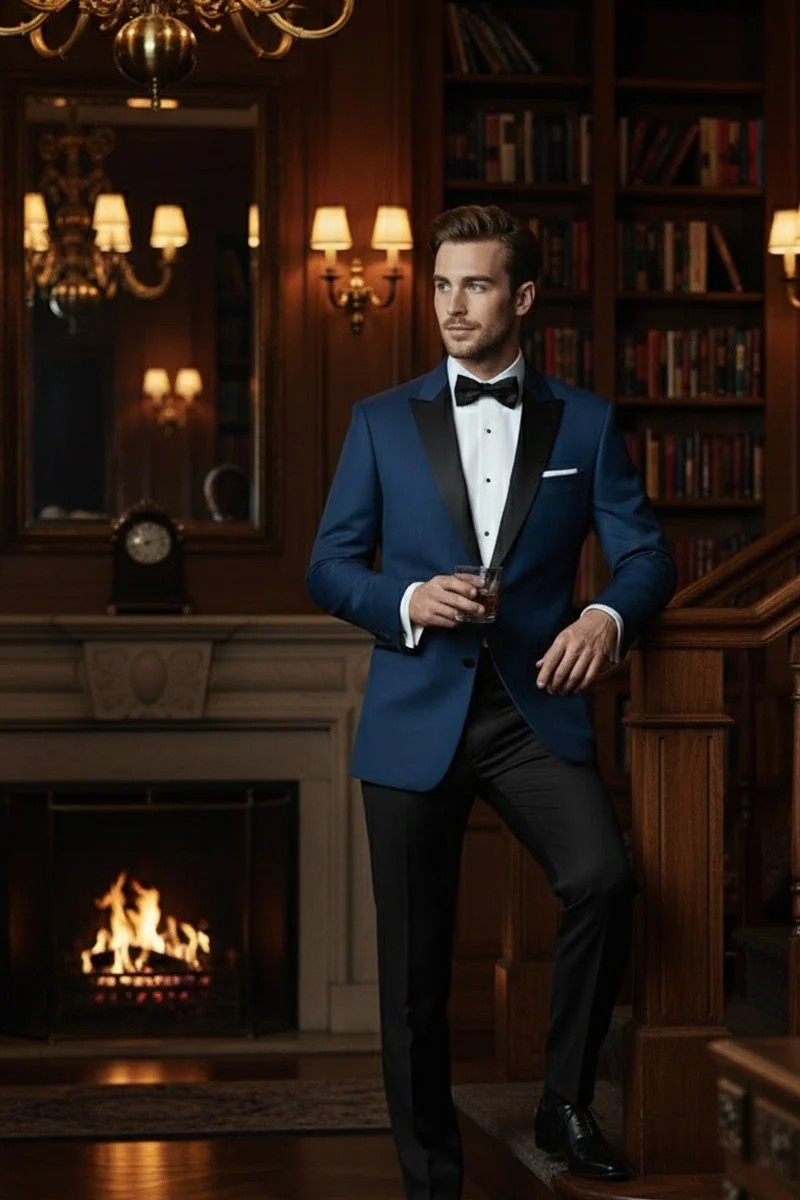 "Vermont" Indigo Blue Tuxedo Jacket (Separates) - Image 13