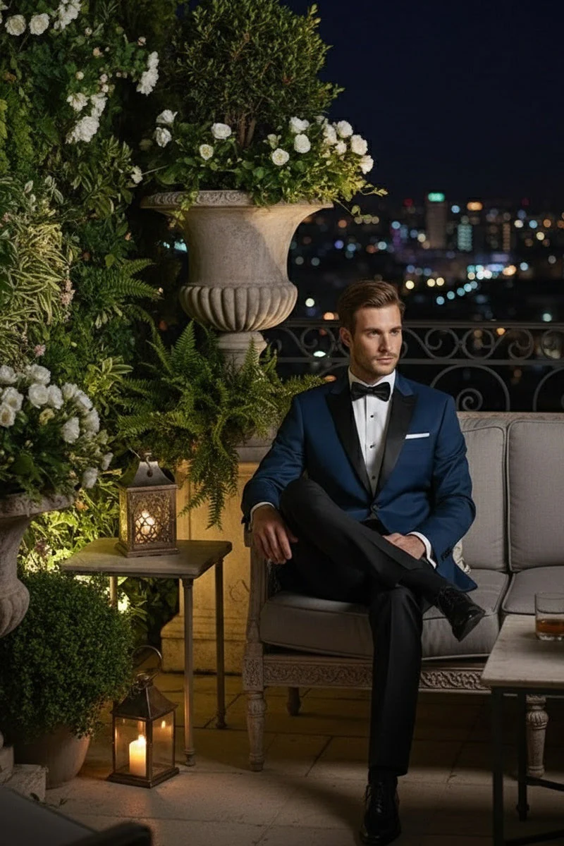 "Vermont" Indigo Blue Tuxedo Jacket (Separates) - Image 5