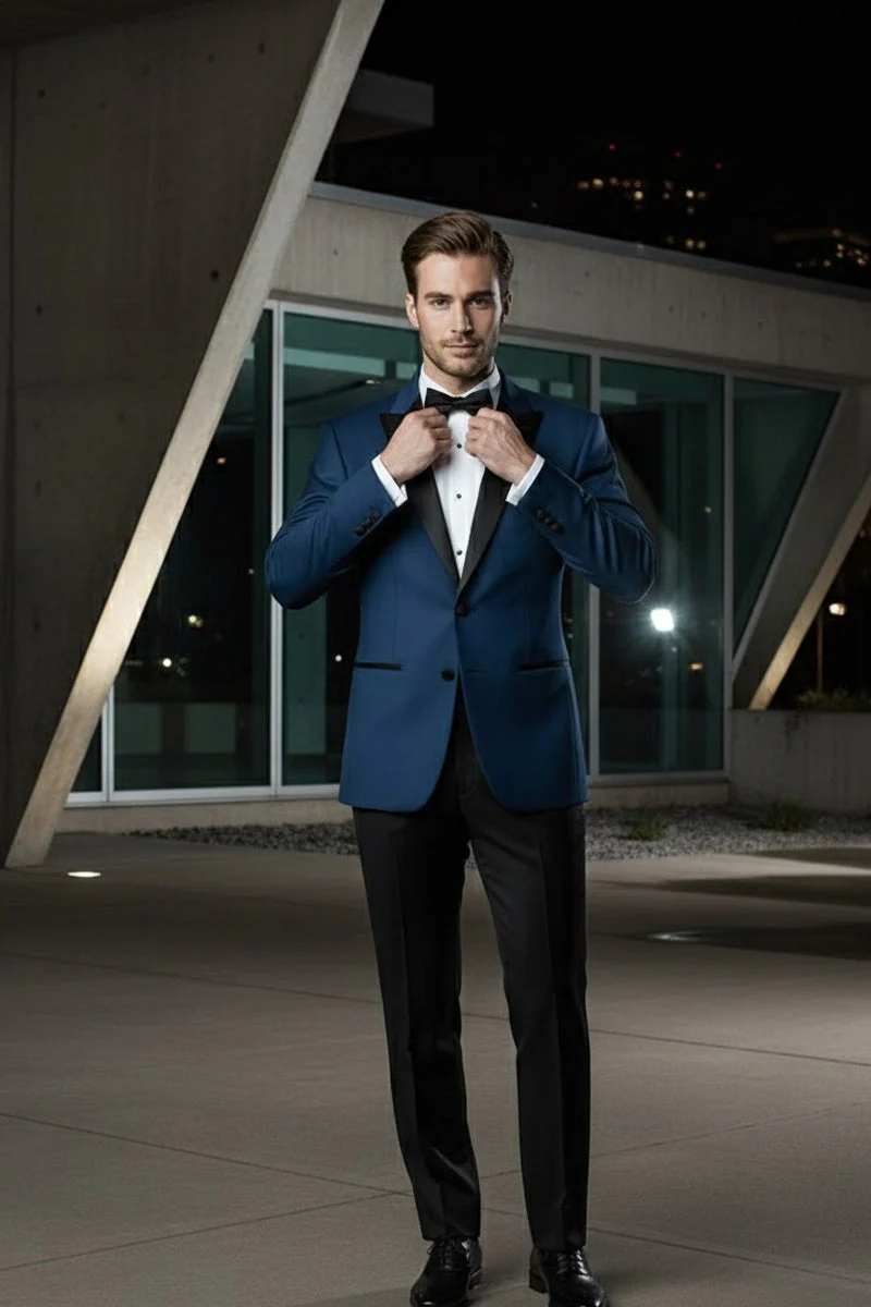 "Vermont" Indigo Blue Tuxedo Jacket (Separates) - Image 7