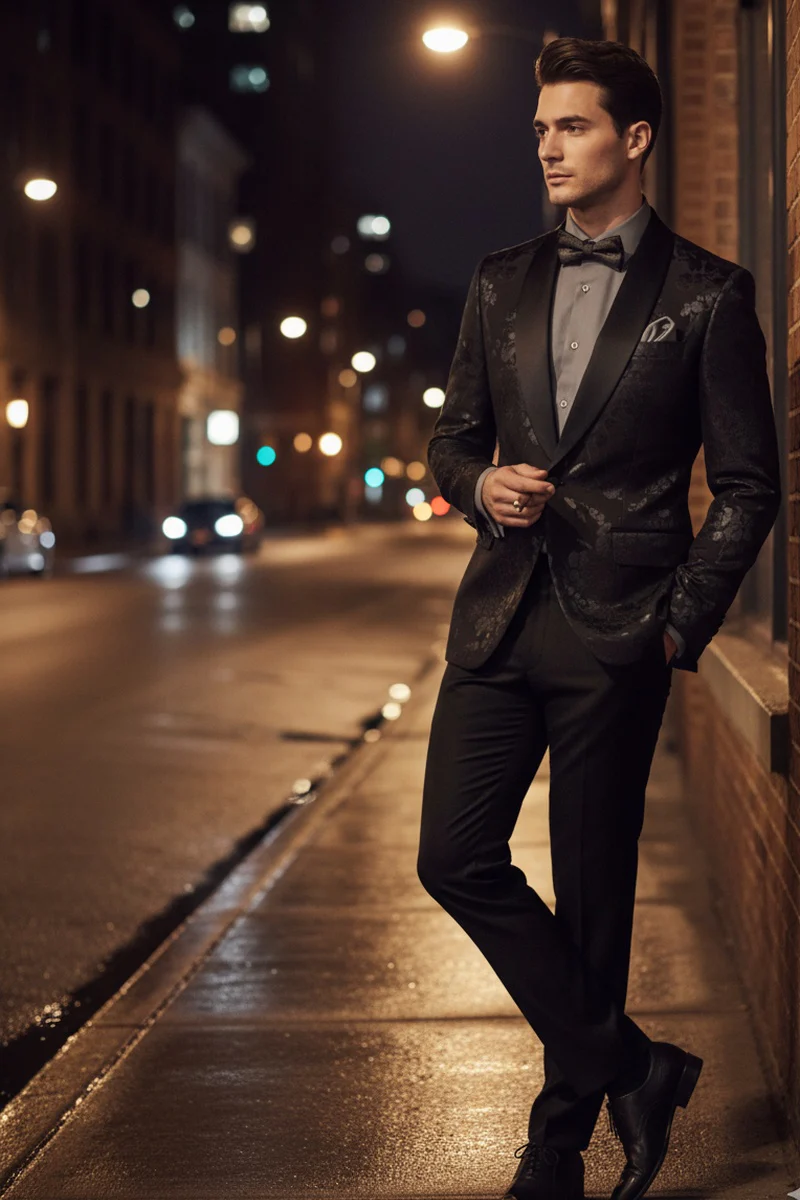 "Fusion" Black Tuxedo Jacket (Separates) - Image 10