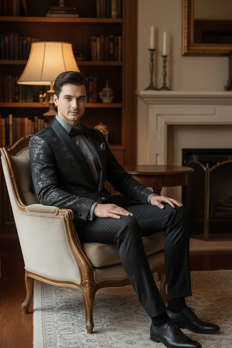 "Fusion" Black Tuxedo Jacket (Separates) - Image 7