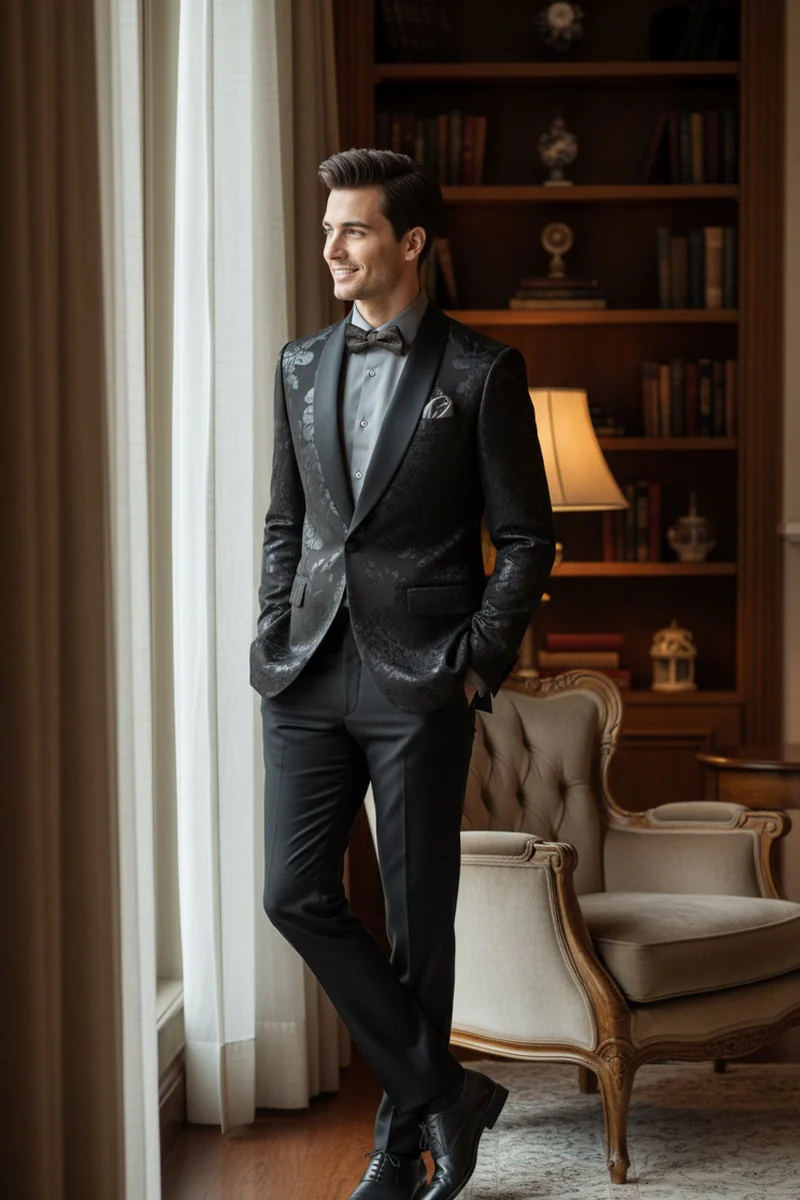 "Fusion" Black Tuxedo Jacket (Separates) - Image 8