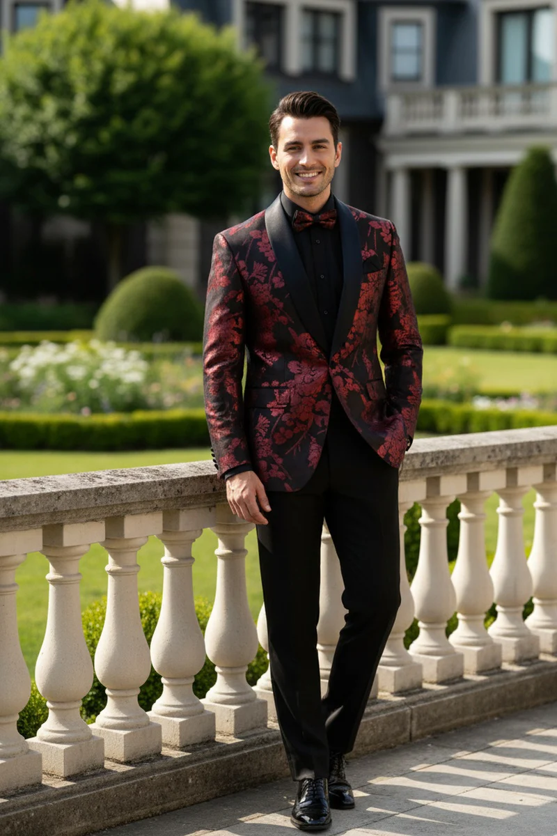 "Fusion" Red Tuxedo Jacket (Separates) - Image 3