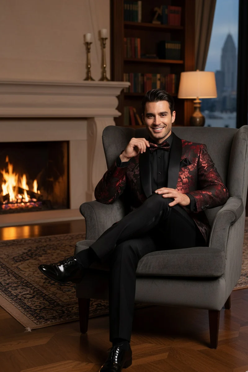 "Fusion" Red Tuxedo Jacket (Separates) - Image 6