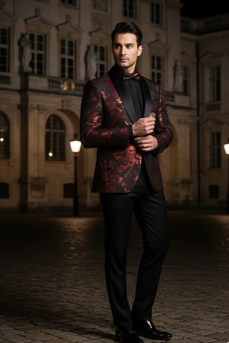 "Fusion" Red Tuxedo Jacket (Separates) - Image 7