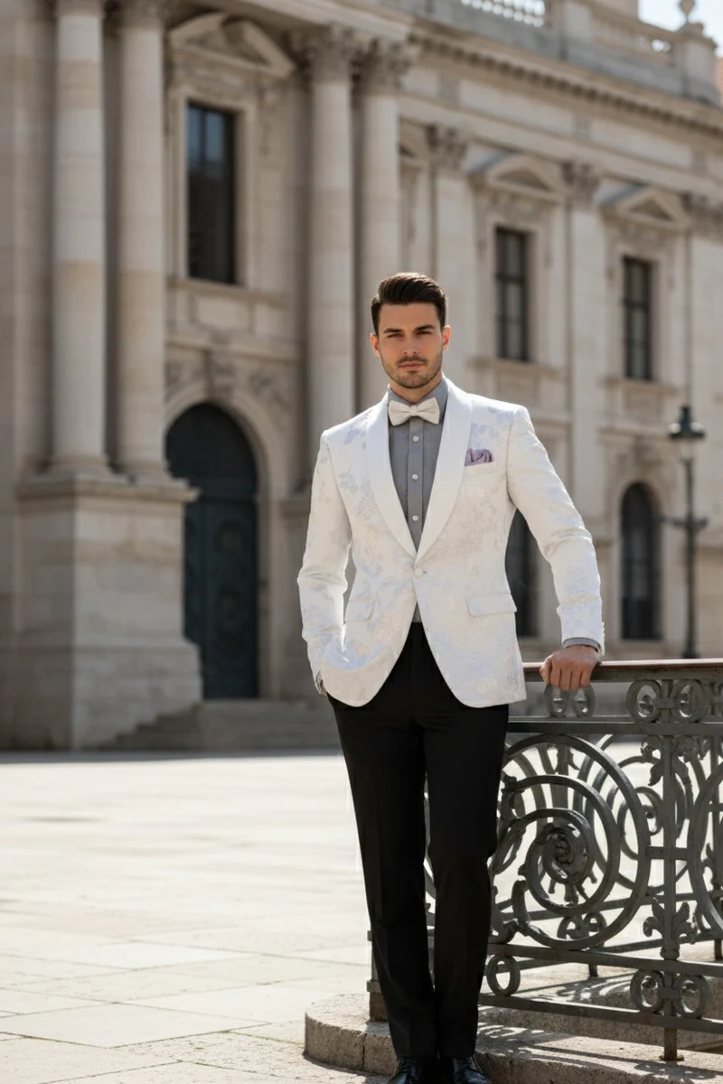 "Fusion" White Tuxedo Jacket (Separates) - Image 11