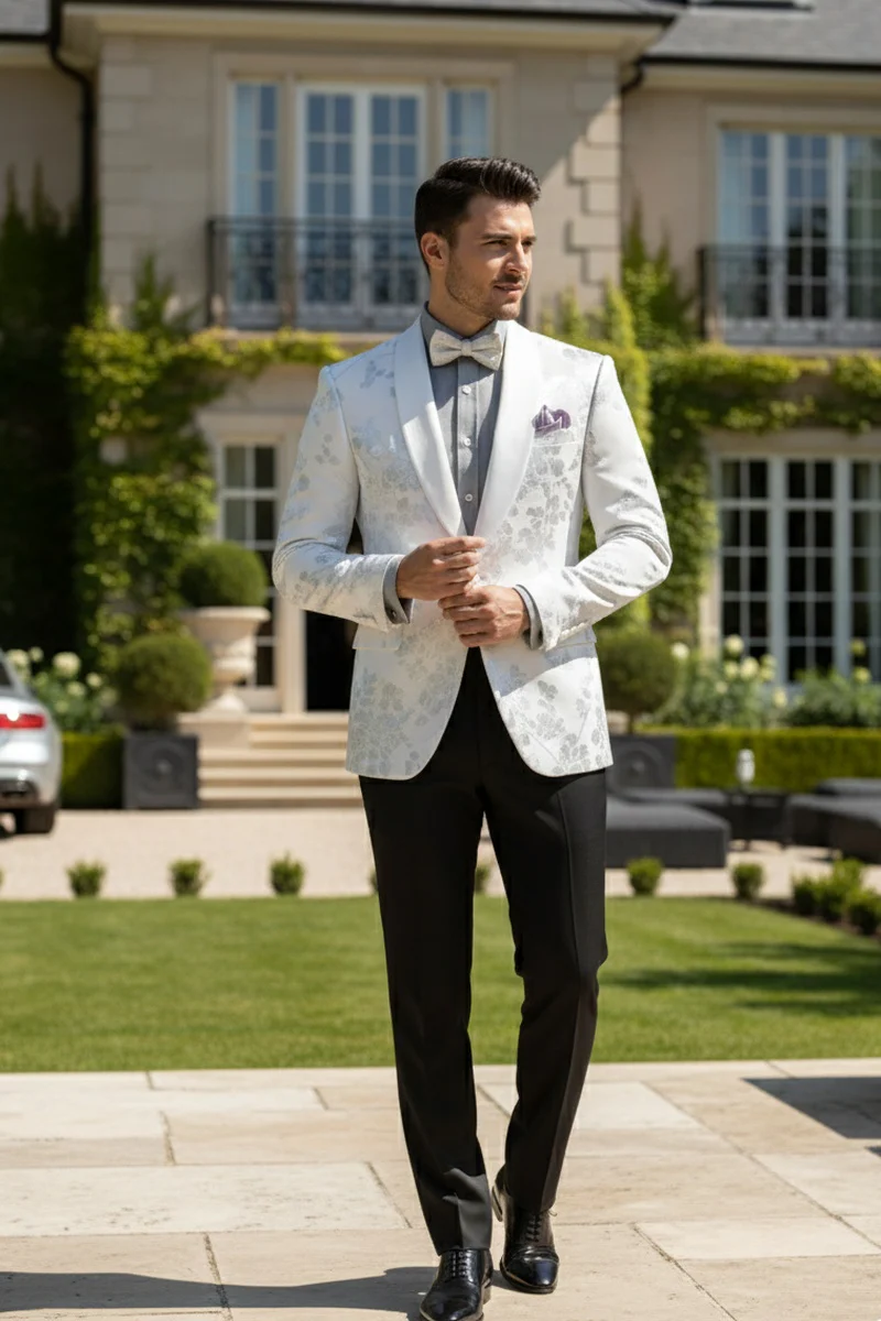 "Fusion" White Tuxedo Jacket (Separates) - Image 12