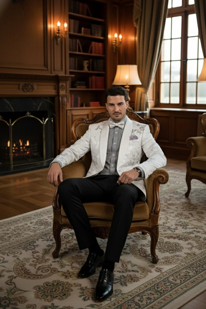 "Fusion" White Tuxedo Jacket (Separates) - Image 3