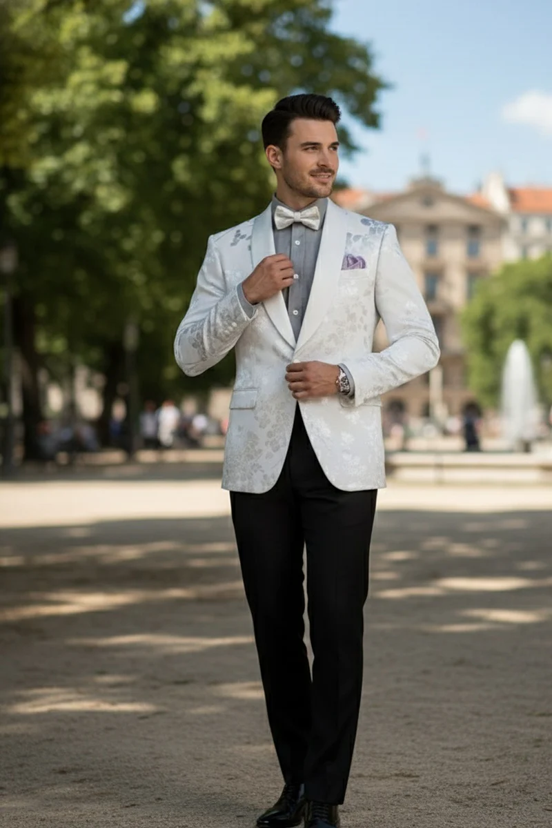 "Fusion" White Tuxedo Jacket (Separates) - Image 4